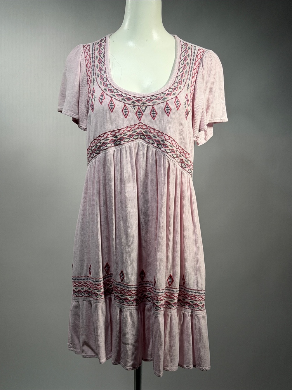 Knox Rose Blush Pink Embroidered Boho dress (r14)